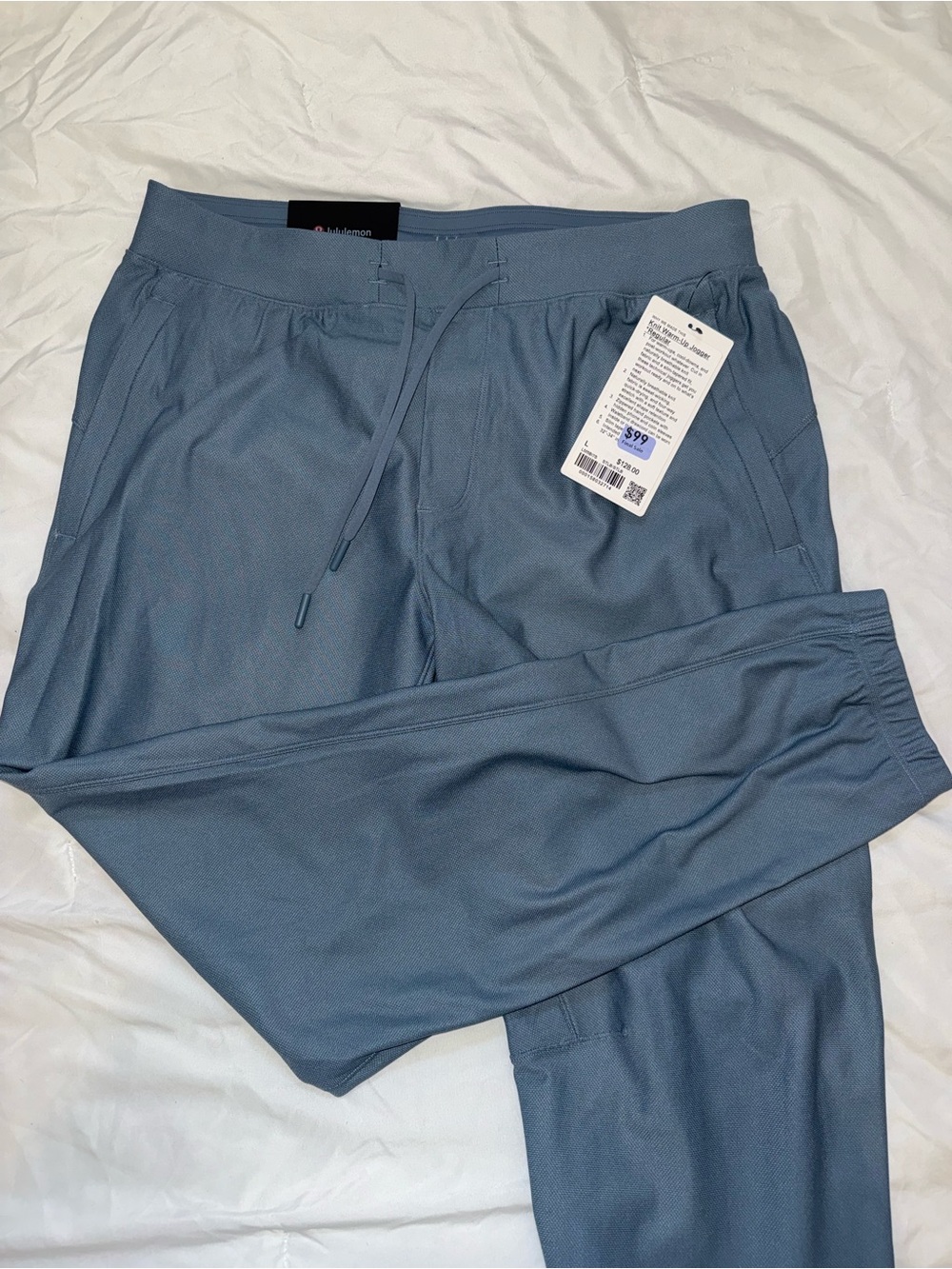 lululemon athletica Men’s Steel Blue Knit Warm-Up Jogger Pants
